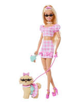 Barbie - Twinning Looks Fashion Doll With Pet Dog, Matching Pink Clothes & Accessories, Blonde - Lėlė - Rožinė