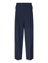 STINE GOYA - 2435 Pinstripe Tailoring, Belted Ta - Plačios kelnės - Tamsiai mėlyna