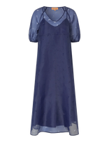 STINE GOYA - 1608 Organza, Puff Sleeve Long Dres - Iki kelių ir midi suknelės - Violetinė