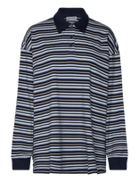 Weekday - Striped Oversized Polo Shirt - Marškinėliai ilgomis rankovėmis - Tamsiai mėlyna