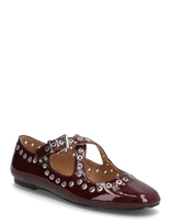 Bianco - Bialilja Cross Mary Jane Studded Faux Leather - Mary Jane bateliai - Raudona