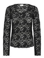 Kaffe - Kamerlan Lace Tshirt - Marškinėliai ilgomis rankovėmis - Juoda
