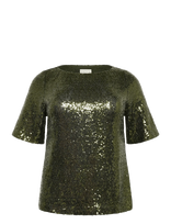 Kaffe Curve - Kcmirana Sequin Blouse - Marškinėliai trumpomis rankovėmis - Žalia