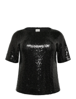Kaffe Curve - Kcmirana Sequin Blouse - Marškinėliai trumpomis rankovėmis - Juoda