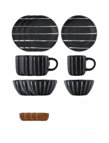 House Doctor - Brunch Kit, Hdline, Sort;Brun - Stalo serviravimo rinkinys - Juoda
