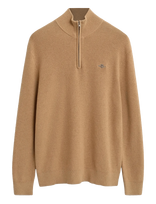 Gant - Cotton Merino Ribbed Half Zip - Megztinis su užtrauktuku - Smėlio