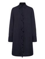 Gant - Crepe Viscose Ruffle Shirt Dress - Iki kelių ir midi suknelės - Tamsiai mėlyna