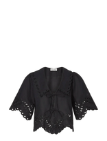 Malina - Estela Broderie Anglais Blouse - Marškinėliai trumpomis rankovėmis - Juoda