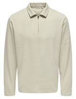 ONLY & SONS - Onsnewkodyl Reg Half Zip Polo Sweat Vd - Marškinėliai ilgomis rankovėmis - Kreminė spalva