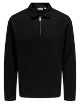 ONLY & SONS - Onsnewkodyl Reg Half Zip Polo Sweat Vd - Marškinėliai ilgomis rankovėmis - Juoda