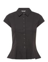 Weekday - Slim Fit Short-Sleeved Crepe Shirt - Marškinėliai trumpomis rankovėmis - Pilka