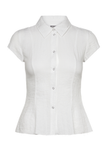 Weekday - Slim Fit Short-Sleeved Crepe Shirt - Marškinėliai trumpomis rankovėmis - Balta