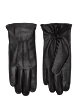 Calvin Klein - Classic Pebble Leather Gloves - Pirštinės - Juoda