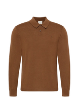Calvin Klein - Ls 100% Merino Polo 14Gg - Marškinėliai ilgomis rankovėmis - Ruda
