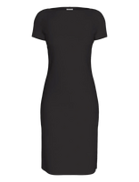 Calvin Klein - Stretch Crepe Boat Neck Ss Dress - Iki kelių ir midi suknelės - Juoda