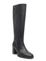 Tommy Hilfiger - Stacked Heel Leather Long Boot - Ilgaauliai batai - Juoda