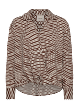 Calvin Klein - Printed Crepe Ls Faux Wrap Top - Marškinėliai ilgomis rankovėmis - Ruda