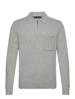 Tommy Hilfiger - Lambswool Zip Polo - Marškinėliai ilgomis rankovėmis - Pilka