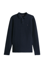 Tommy Hilfiger - Ls Herringbone Reg Polo - Marškinėliai ilgomis rankovėmis - Tamsiai mėlyna