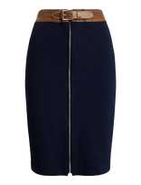 Lauren Ralph Lauren - Faux-Leather-Trim Ponte Pencil Skirt - Iki kelių ir midi sijonai - Tamsiai mėlyna