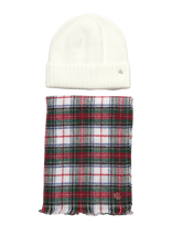 Lauren Ralph Lauren - Plaid Wrap Scarf & Knit Beanie Set - Lengvas šalikas - Pilka