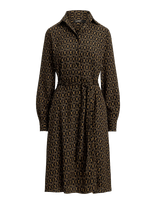 Lauren Ralph Lauren - Chain-Print Crepe Shirtdress - Iki kelių ir midi suknelės - Juoda
