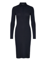 Lauren Ralph Lauren - Rib-Knit Cotton-Blend Polo Dress - Iki kelių ir midi suknelės - Tamsiai mėlyna