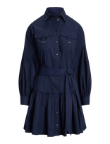 Lauren Ralph Lauren - Buckle-Trim Cotton-Blend Shirtdress - Trumpa suknelė - Tamsiai mėlyna