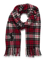 Polo Ralph Lauren - Beaded Big Pony Plaid Wool Scarf - Žieminis šalikas - Raudona