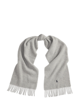 Polo Ralph Lauren - Fringe-Trim Wool Scarf - Žieminis šalikas - Pilka