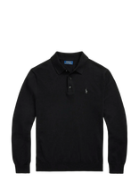 Polo Ralph Lauren - Washable Wool Polo-Collar Sweater - Polo marškinėliai ilgomis rankovėmis - Juoda