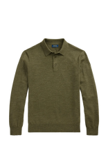 Polo Ralph Lauren - Washable Wool Polo-Collar Sweater - Polo marškinėliai ilgomis rankovėmis - Chaki spalva