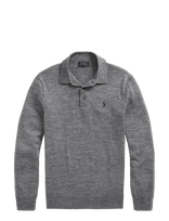 Polo Ralph Lauren - Washable Wool Polo-Collar Sweater - Polo marškinėliai ilgomis rankovėmis - Pilka