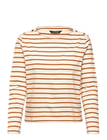 Lauren Ralph Lauren - Striped Jersey Snap-Trim Boatneck Top - Marškinėliai ilgomis rankovėmis - Smėlio