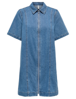 ONLY - Onlrosenheim S/S Zip Dress Dnm Akm Moch - Iki kelių ir midi suknelės - Mėlyna