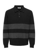 ONLY & SONS - Onshope Rlx  Ls Polo Knit Life - Marškinėliai ilgomis rankovėmis - Juoda