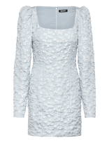 ROTATE - Jacquard Ls Mini Dress - Trumpa suknelė - Mėlyna