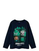 Name It - Nkmac Minecraft Ls Nreg Top Box Noos Bfu - Ilgarankoviai marškinėliai - Tamsiai mėlyna