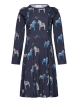 Geggamoja - Bamboo Flared Dress Navy Dala Horse - Suknelė ilgomis rankovėmis - Tamsiai mėlyna