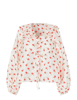STINE GOYA - Flat Textured Poly, Multi Ruffle Raglan Top - Marškinėliai ilgomis rankovėmis - Balta