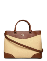 Lauren Ralph Lauren - Straw & Leather Large Marcy Satchel - Rankinė - Smėlio