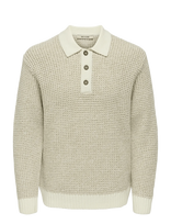 ONLY & SONS - Onsalf Rlx Structure Polo Knit - Polo marškinėliai ilgomis rankovėmis - Kreminė spalva