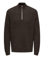 ONLY & SONS - Onsleonard Life Reg 7 Half Zip Knit Cs - Megztinis su užtrauktuku - Ruda