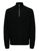 ONLY & SONS - Onsleonard Life Reg 7 Half Zip Knit Cs - Megztinis su užtrauktuku - Juoda