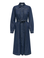 ONLY - Onljulie Ls Dnm Dress Qyt - Iki kelių ir midi suknelės - Tamsiai mėlyna