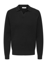 ONLY & SONS - Onsphil Reg 12 Struc Split Neck Knit - V formos iškirptės megztinis - Juoda