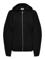 Monki - Long Knitted Zip Hoodie - Džemperis - Juoda