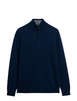 Superdry - Wool Blend Half Zip Jumper - Megztinis su užtrauktuku - Tamsiai mėlyna