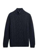 Superdry - Jacob Cable Knit Half Zip - Megztinis su užtrauktuku - Tamsiai mėlyna