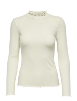 JDY - Jdyfransiska Life L/S Hi-Nck Top Jr Noos - Marškinėliai ilgomis rankovėmis - Balta